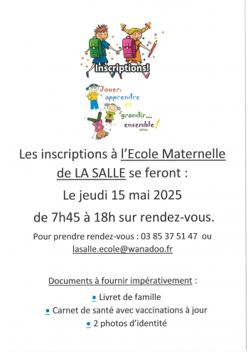 Ecole maternelle: inscriptions 2025/2026